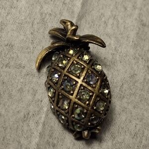 Vintqge Pineapple Pin with Multicolor Crystals
